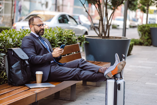 Businessman feeling comfortable before business trip