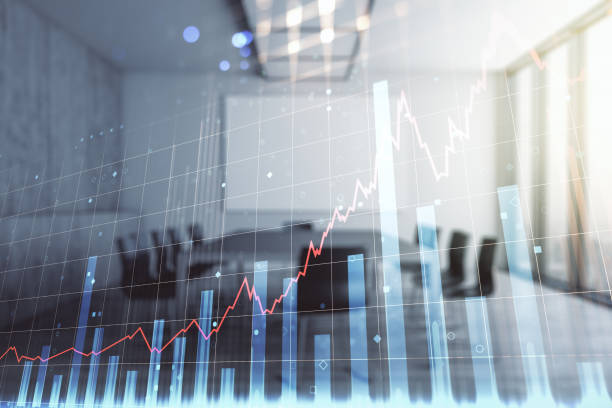 istock Double exposure of virtual creative financial diagram on a modern boardroom background, banking and accounting concept 1419026084