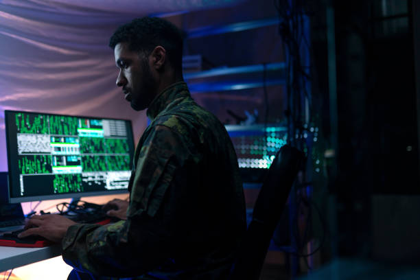 istock American hacker in military unifrorm on dark web, cyberwar concept. 1419026231
