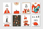 istock Hand drawn vector abstract fun Merry Christmas time cartoon cards collection set with cute illustrations,surprise gift boxes ,Christmas tree and modern calligraphy isolated on white background 1419031987