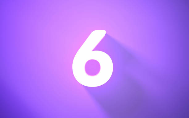 istock Neon number 6 Sitting on Purple Background (close-up) 1419035400