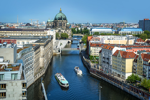 Skyline of Berlin with Spree river, Germany