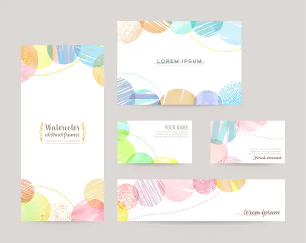 Vector illustration of Hand drawn vector design templates; leaflet cover, card, business cards, banner (bubble)