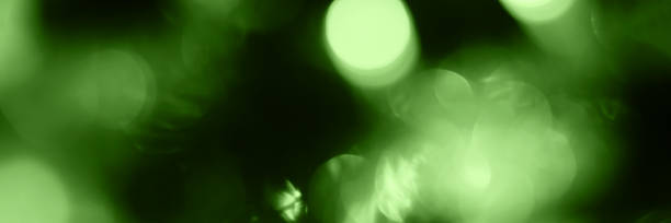 Blurred lights, green abstract background banner