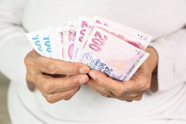 istock old women Hands holding Turkish Lira banknotes 1419043579