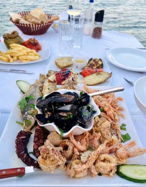 istock Greek seafood platter by the sea 1419044249