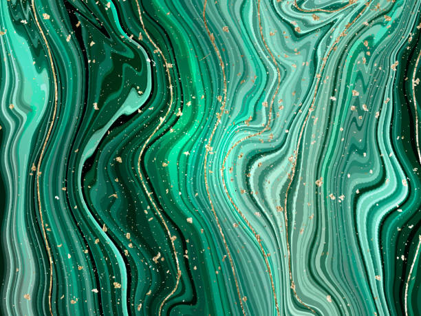 illustrations, cliparts, dessins animés et icônes de marbre vert et texture de fond abstrait doré. conception d’impression de papier peint en pierre d’agate avec une texture minérale naturelle. vecteur - malachite