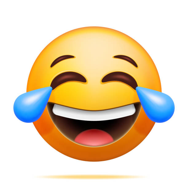 3D Yellow Laugh Emoticon with Tears 3D Yellow Laugh Emoticon with Tears Isolated. Render Laughing to Tears Smiling Emoji. Happy Lots of Laugh Face LOL. Communication, Web, Social Network Media, App Button. Realistic Vector Illustration laughing stock illustrations