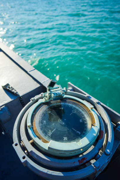 istock Compass on a military ship sailing on the sea 1419046585