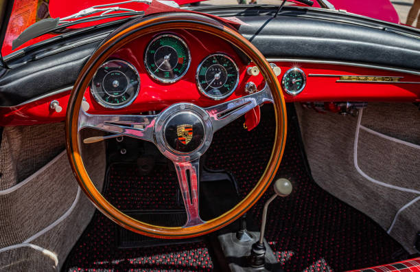 A Porsche 356 C - 1600 C Cabriolet from 1964 on the streets of Schenna, South Tyrol.