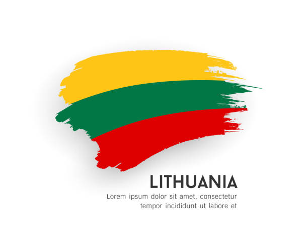 ilustrações, clipart, desenhos animados e ícones de bandeira da lituânia, design de pincel isolado em fundo branco - bandeira da lituânia