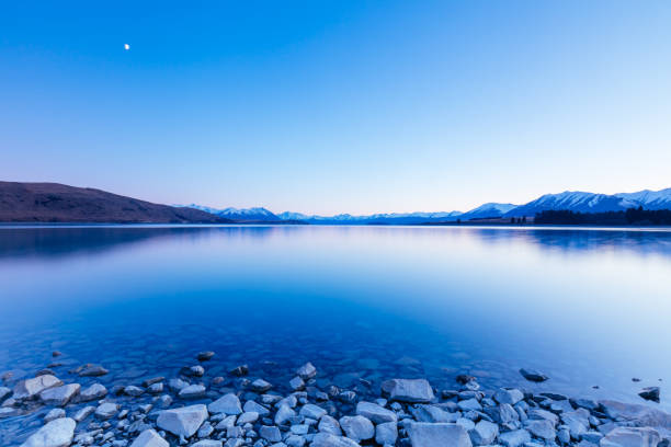 Lake Tekapo Sunrise in New Zealand stock photo