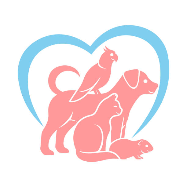 Icon with pets and love heart. vector art illustration