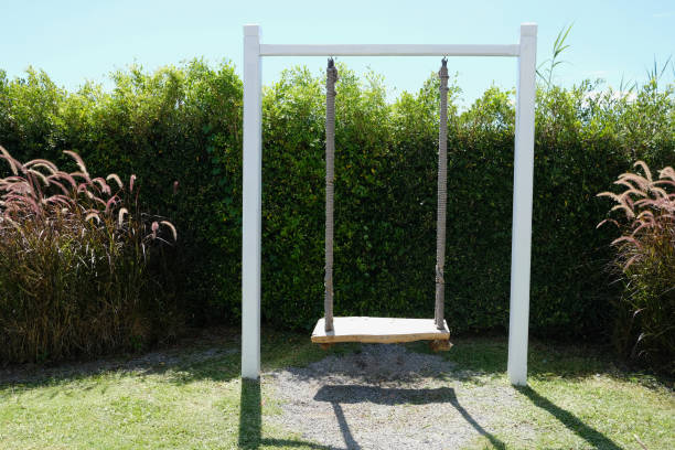 istock wooden swing in the garden 1419059981