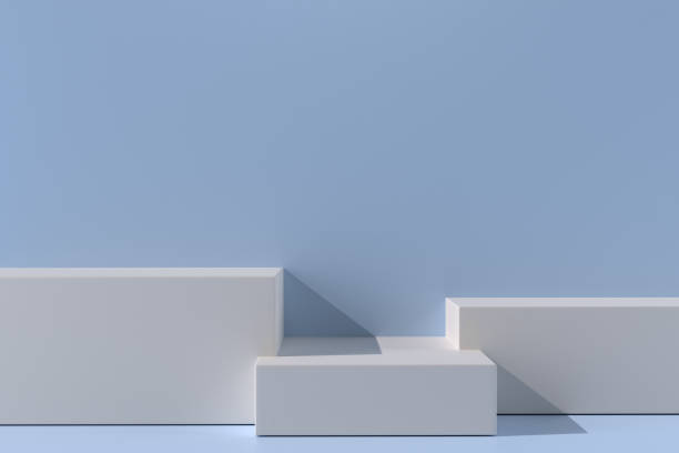 istock 3D illustration. Mockup podium, geometrical abstract composition for products or advertising on blue background. Minimal 3d illustration render stock photo. 1419061133