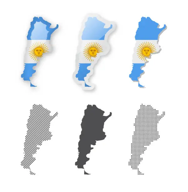 Vector illustration of Argentina - Maps Collection. Six maps of different designs.