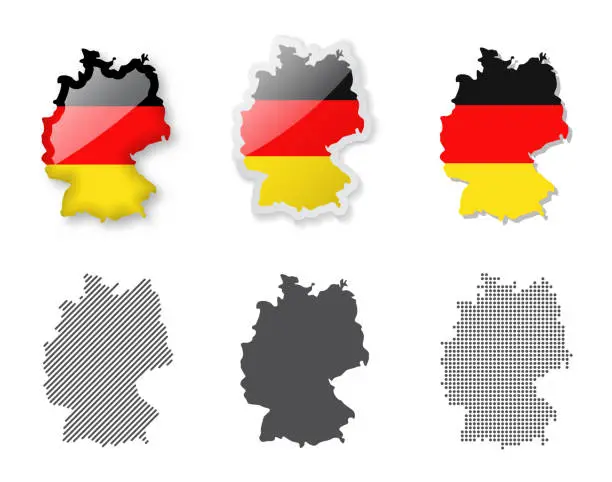 Vector illustration of Germany - Maps Collection. Six maps of different designs.