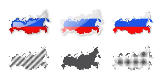 Vector illustration of Russia - Maps Collection. Six maps of different designs.