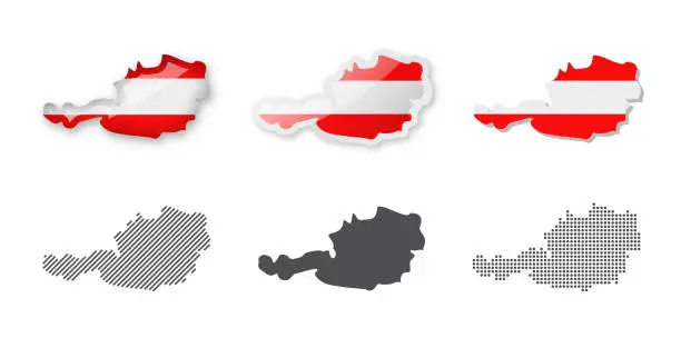 Vector illustration of Austria - Maps Collection. Six maps of different designs.