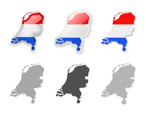 Vector illustration of Netherlands - Maps Collection. Six maps of different designs.