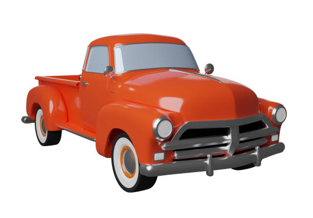 istock 3D red pickup truck isolated on white background. 3D rendering 1419062789