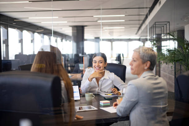 istock Competent business team brainstorming together in a conference room 1419063529