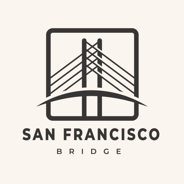 ilustraciones, imágenes clip art, dibujos animados e iconos de stock de san francisco gate bridge ilustración famoso edificio puerta puente arquitectura diseño logo.plantillas,símbolos,iconos - gold gate bridge san francisco county