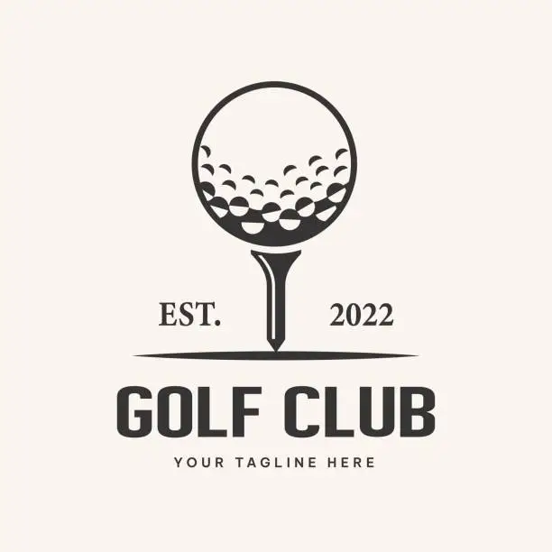 Vector illustration of Golf club and ball illustration logo on tee.vector, symbol, icon, template