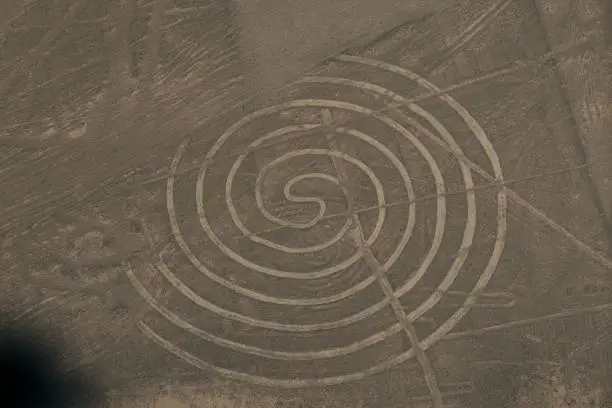 Photo of Beautiful shot of Nazca Condor Lines Geoglyphs in the Nasca desert