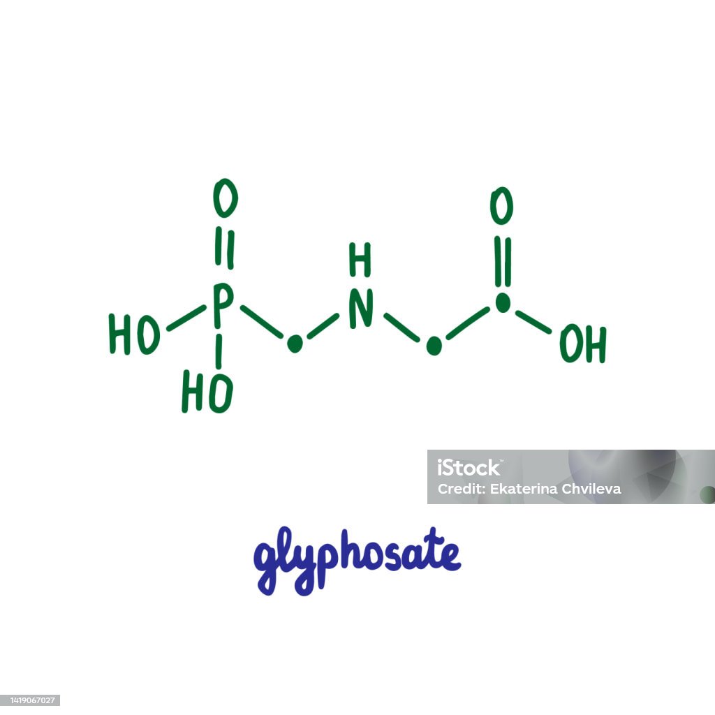Glyphosate Raman Glyphosate Hand Drawn Vector Formula Chemical Structure Lettering Blue ...