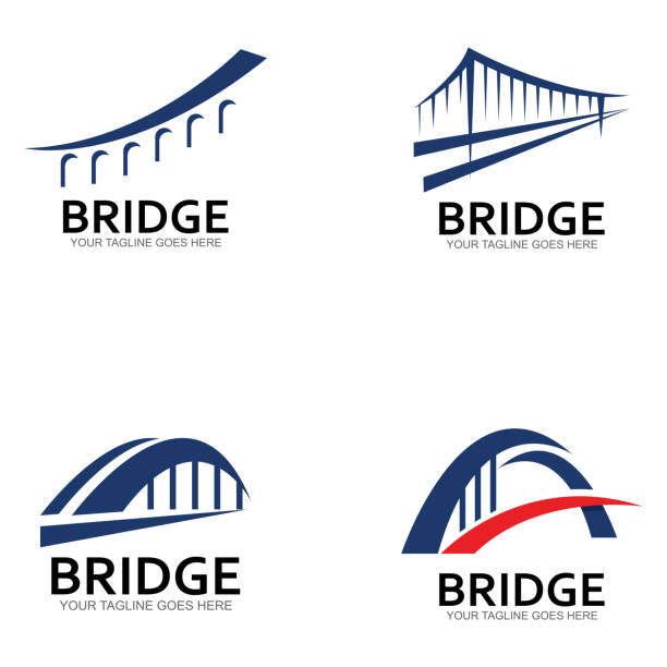 designvorlage für die illustration von brückenvektorsymbolen - bridge stock-grafiken, -clipart, -cartoons und -symbole
