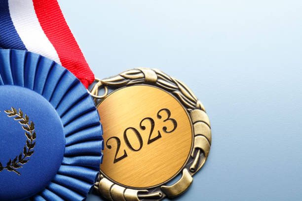 istock Close Up Of Medal Engraved With 2023 1419074170