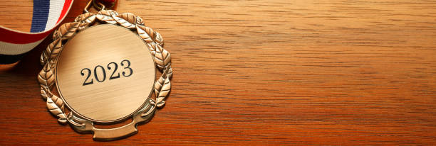 istock Gold Medal Engraved With 2023 1419074273