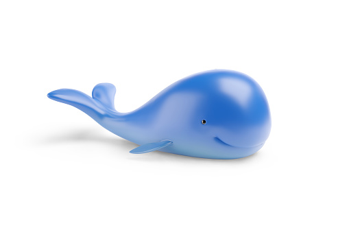 Cartoon whale isolated on white background. 3d illustration.