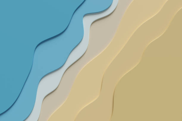 istock Abstract blue sea and beach background. Cut paper style. 3d illustration. 1419075657