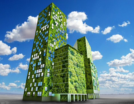 Sustainable green architecture concept. 3D render