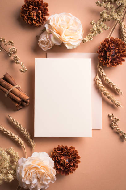 istock Blank card and autumn rose flowers 1419079471