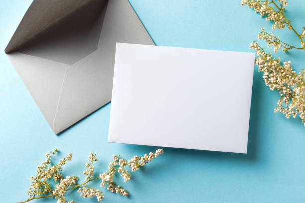 istock Blank card and  white flowers 1419079545