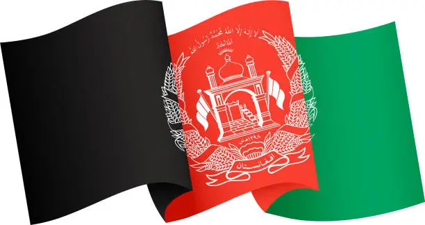 Vector illustration of Afghanistan flag flying on white background