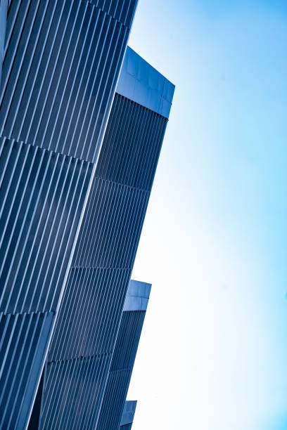 istock Corner of a modern steel building with geometric surface 1419083958