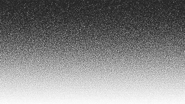 Black Noise Stipple Dots Halftone Gradient Vector Distressed Textured Background Black Noise Stipple Dots Halftone Gradient Vector Distressed Textured Background. Hand Drawn Dotwork Abstract Grungy Grainy Texture. Pointillism Art Abstraction Dotted Graphic Grunge Illustration harsh shadows stock illustrations