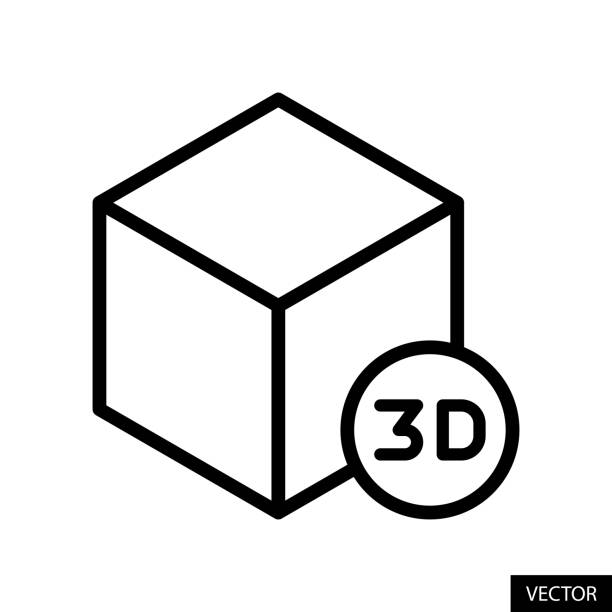 ilustraciones, imágenes clip art, dibujos animados e iconos de stock de cubo 3d, icono vectorial de objeto 3d en diseño de estilo de línea aislado sobre fondo blanco. trazo editable. - cube block red three dimensional shape