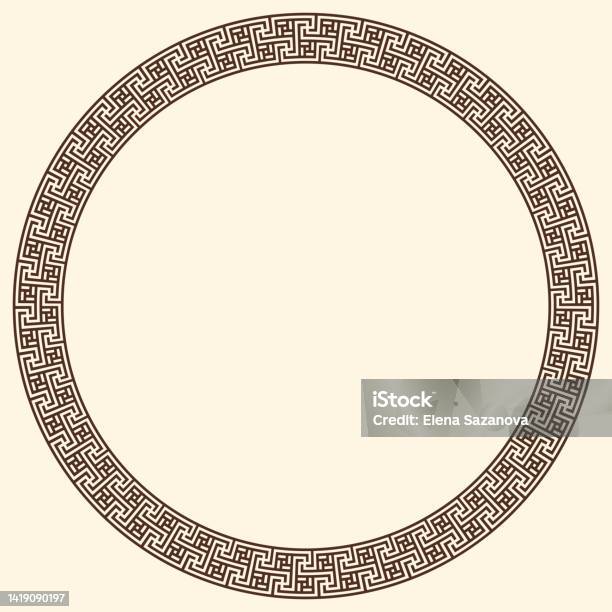 Greek Key Pattern Ancient Greek Key Pattern Round Frame Decorative Ancient Meander Stock ...