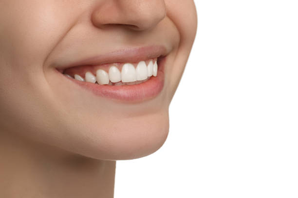 istock Woman with healthy teeth on white background, closeup 1419092790