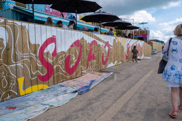 Southbourne,Dorset,United Kingdom-August,29,2022:Sobo Beach Restaurant Southbourne Beach