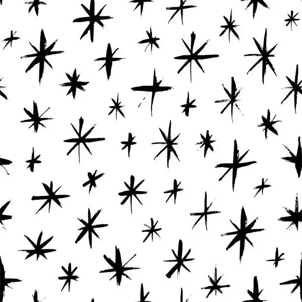 Vector illustration of Seamless pattern with small snowflakes or stars.