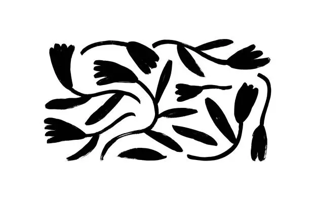 Vector illustration of Silhouettes of tulip or narcissus stems.