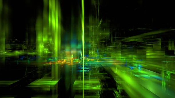 istock Abstract glowing geometric background. Modern digital technologies, an element of design and decoration. Geometric fantasy glow neon line background, technology banner. 3d render 1419096335