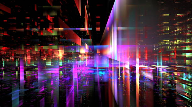 istock Abstract glowing geometric background. Modern digital technologies, an element of design and decoration. Geometric fantasy glow neon line background, technology banner. 3d render 1419096370