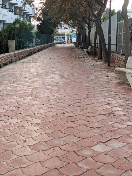 istock texture of printed concrete on a promenade. Construction concept 1419105655
